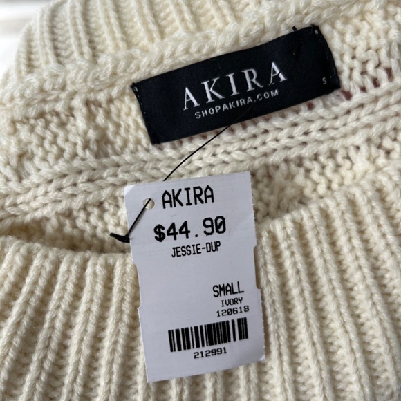 AKIRA OFF SHOULDER FRINGE SWEATER SMALL - Picture 3 of 4